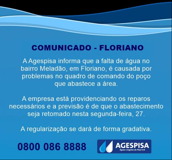 Comunicado Agespisa(Imagem:Divulgação)