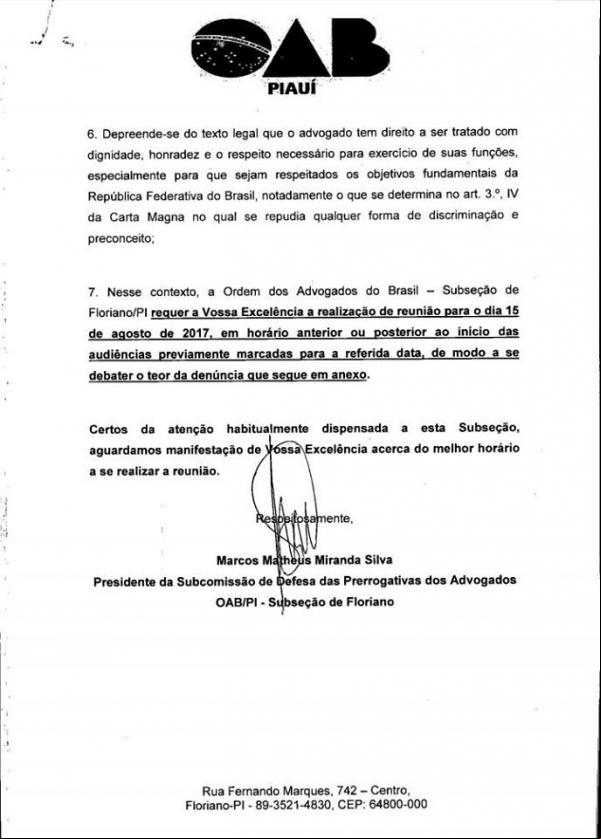 Oficio OAB(Imagem:Divulgação)