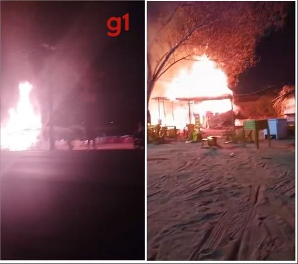 Incêndio destrói barracas de festejo em Alagoinha do Piauí(Imagem:Reprodução)