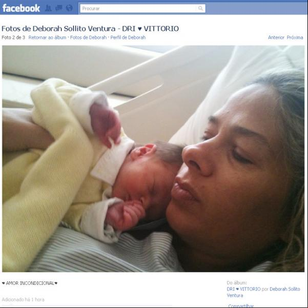 Primeiro filho da apresentadora com Alexandre Iódice nasceu na última quarta-feira (4)(Imagem:Deborah Ventura)