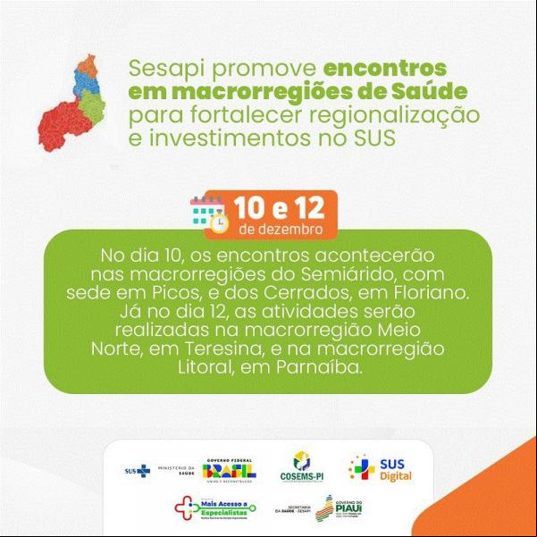 Floriano Sediará Encontro Macrorregional de Saúde com foco na regionalização e inovação no SUS.(Imagem:Divulgação)