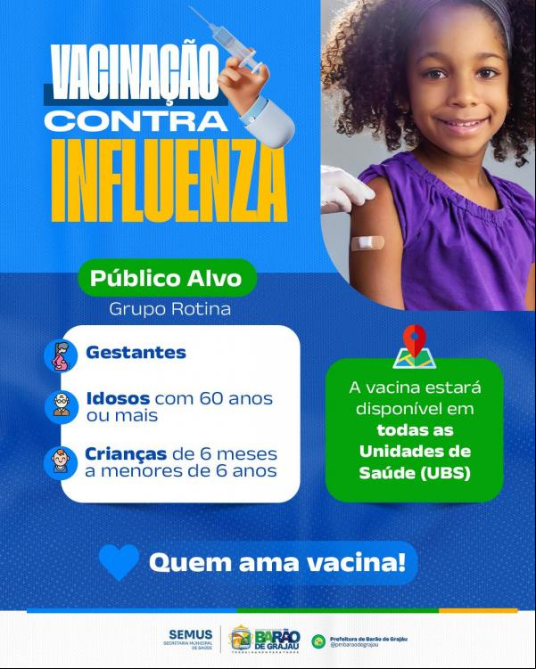 Campanha de Vacinação contra a Influenza é iniciada em Barão de Grajaú.(Imagem:Divulgação)