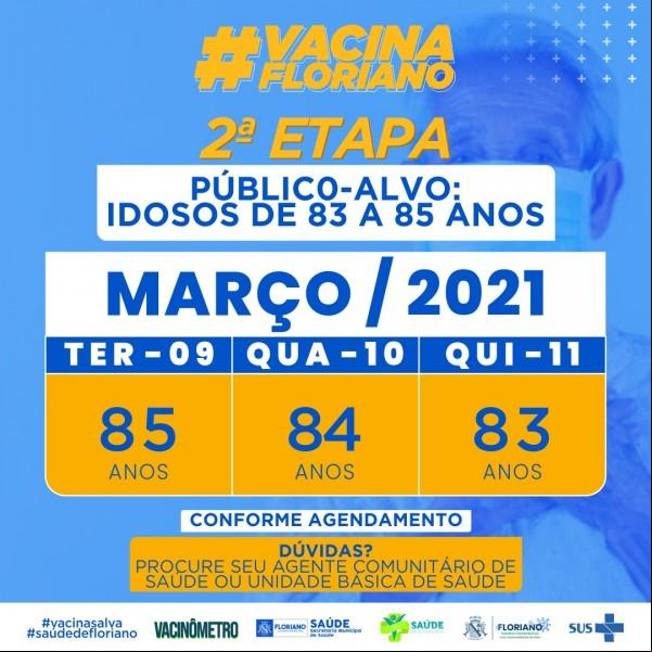 Idosos de 85 a 83 anos serão vacinados em Floriano a partir desta terça (09)(Imagem:SECOM)