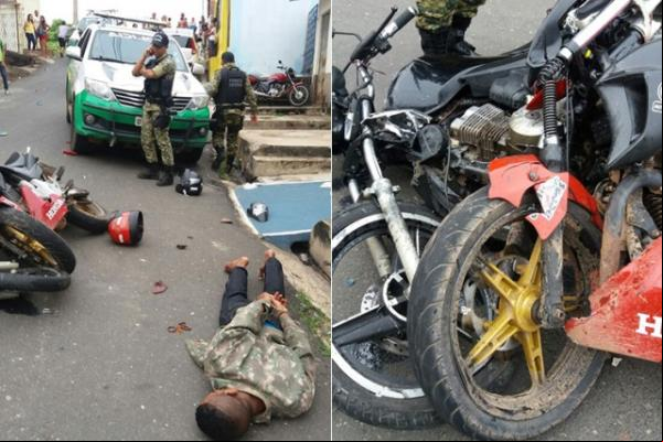 Dupla armada se envolve em acidente de moto durante fuga.(Imagem:florianonews.piauiconectado.com)