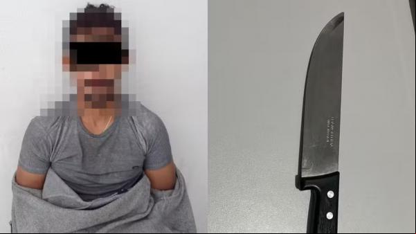 Suspeito estava armado com uma faca e ferido pela luta corporal com o atual companheiro da vítima.(Imagem:Reprodução)