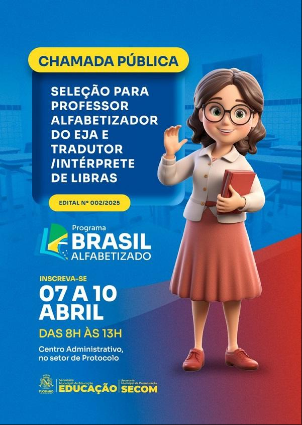 Prefeitura de Floriano abre seleção para professores alfabetizadores populares através do Programa Brasil Alfabetizado.(Imagem:Reprodução/Instagram)