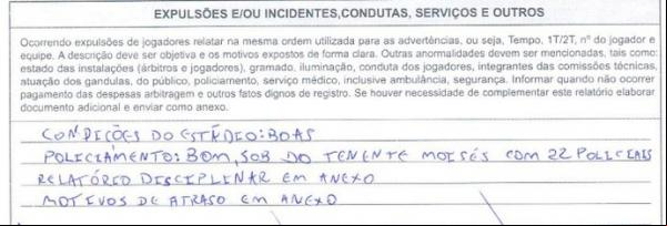 Súmula da partida entre Cori-Sabbá x River-PI não traz confusão nas arquibancadas.(Imagem:Reprodução/FFP)