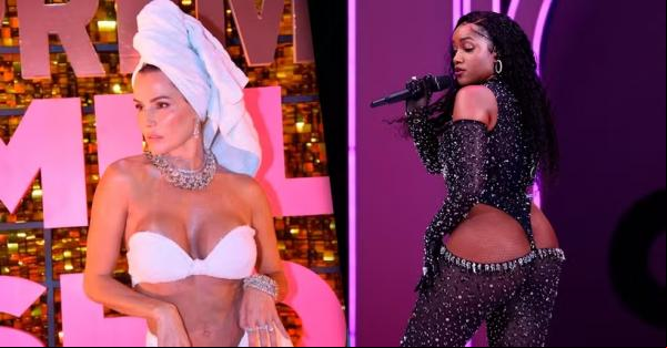 Deborah Secco e IZA ficaram em segundo e terceiro lugar em votação de looks mais ousados de 2023,(Imagem:Fábio Cordeiro/gshow / Brazil News)