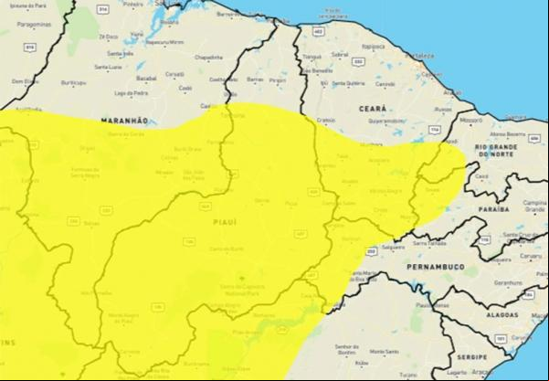 Piauí tem alerta de baixa umidade para 184 municípios; veja previsão.(Imagem:Inmet)