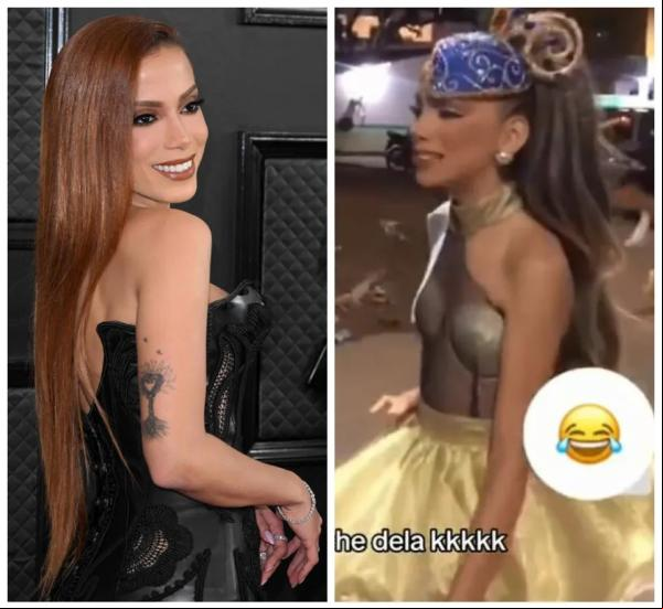 Internautas comparam Anitta a jovem em apresentação.(Imagem:AFP / Reprodução)