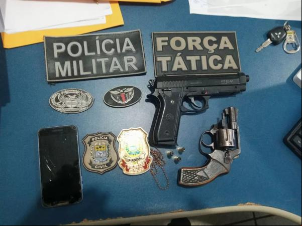 Armas apreendidas em operação da Polícia Civil do Piauí na região de Esperantina.(Imagem:Reprodução/PI)