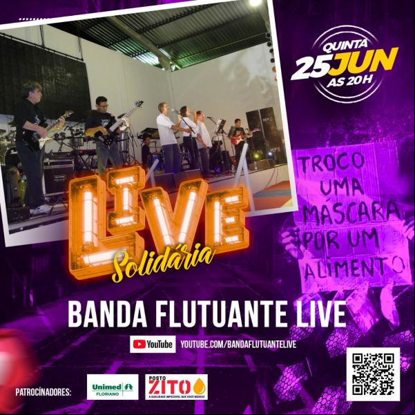 Banda Flutuante realizará live solidária para arrecadar alimentos em Floriano.(Imagem:Divulgação)