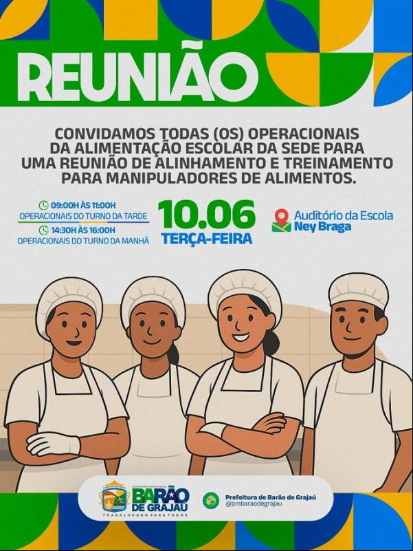 Barão de Grajaú realiza reunião de alinhamento e treinamento para manipuladores da alimentos escolar(Imagem:Divulgação)