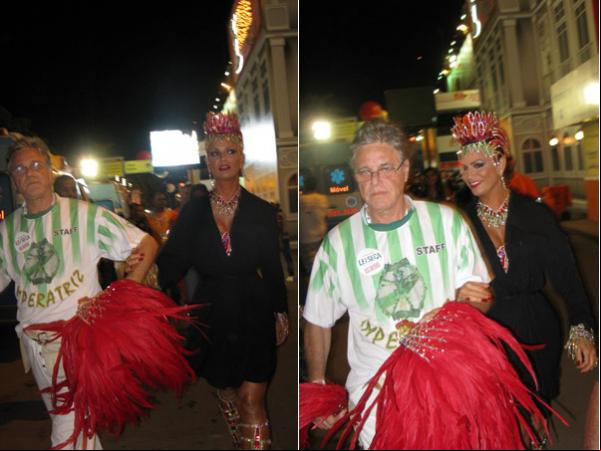 Luiza Brunet chegando na Sapucaí para reinar à frente da Imperatriz Leopoldinense(Imagem:Divulgação)