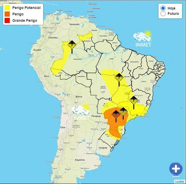 Inmet emitiu alerta laranja para trechos da região Sul neste começo de primavera.(Imagem:Inmet )