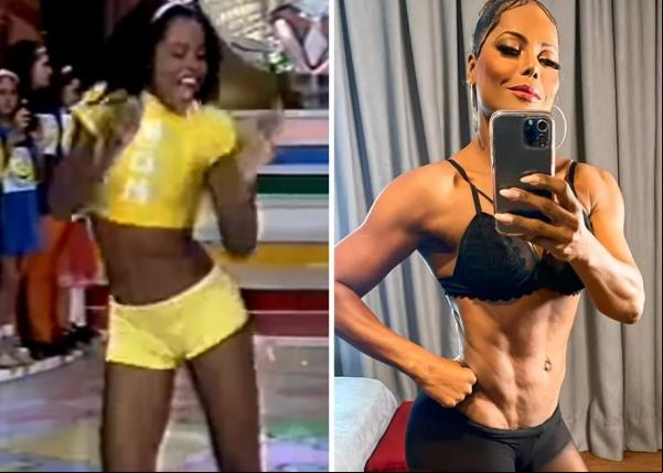  Adriana Bombom na Xuxa, em 1997, e hoje.(Imagem: Reprodução/Instagram )