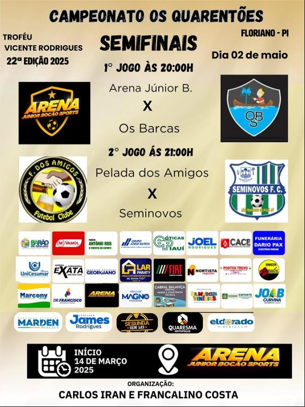 Campeonato Os Quarentões chega às semifinais nesta quinta-feira, 2 de maio.(Imagem:Divulgação)