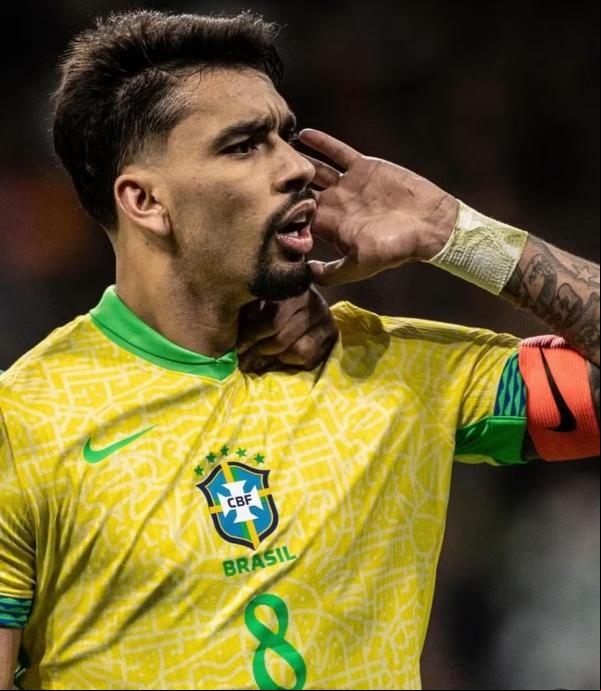 Lucas Paquetá comemora gol contra a Espanha.(Imagem:Pedro Martins / Foto FC)