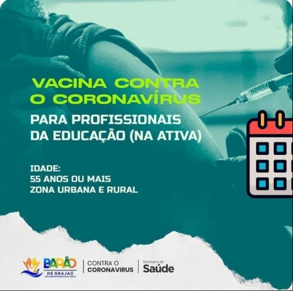 Profissionais da Educação de Barão de Grajaú serão vacinados contra Covid-19(Imagem:Reprodução)