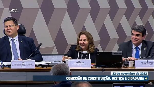 Desembargadora Liana Chaib a por sabatina do CCJ nesta terça-feira (22).(Imagem:Reprodução/TV Senado)