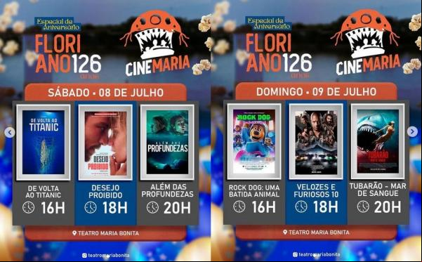 Cine Maria celebra o aniversário de Floriano com programação especial.(Imagem:Reprodução/Instagram)