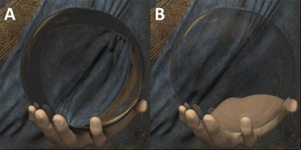 Esfera sólida (esquerda), esfera oca (direita) (Imagem:Reprodução/ArXiv.org)