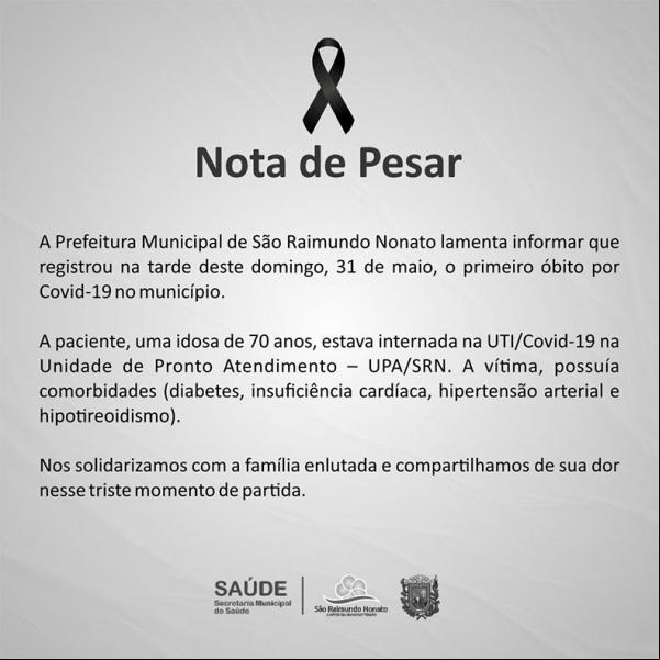 Nota de pesar(Imagem:Reprodução)