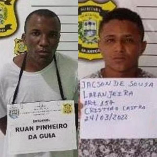 Ruan Pinheiro da Guia e Jacson de Sousa Laranjeira foram recapturados, respectivamente, nessa quarta (26) e domingo (30).(Imagem:Divulgação/Sejus-PI)
