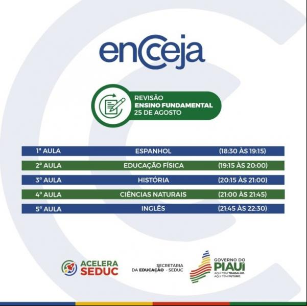 A prova de certificação do ensino fundamental e médio será aplicada, neste domingo (27), em quatro municípios piauienses.(Imagem:Divulgação)
