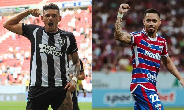 Tiquinho e Pikachu, destaques do líder Botafogo e do vice-líder Fortaleza.(Imagem:Vítor Silva/Botafogo e Matheus Lotif/Fortaleza)