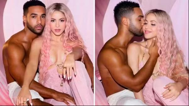 Shakira ao lado de Lucien Laviscount nas fotos promocionais de