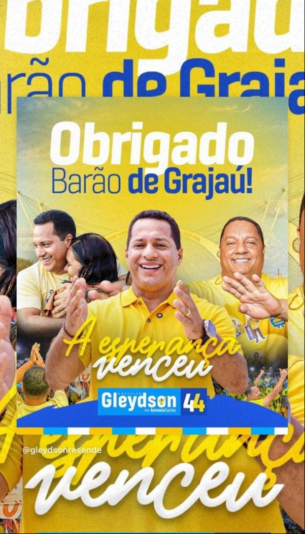 Gleydson Resende é eleito prefeito de Barão de Grajaú com 46,54% dos votos.(Imagem:Divulgação)